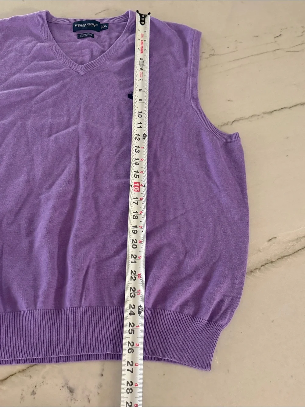 Polo Golf Ralph Lauren Vest Shirt Mens XL Purple Cotton Cashmere Golf Pocono